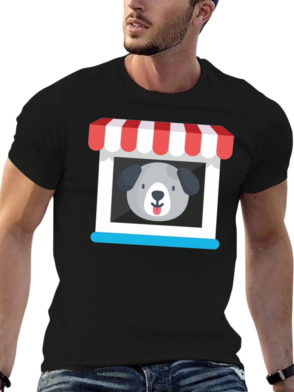 Cute Dog Storefront Graphic Tee