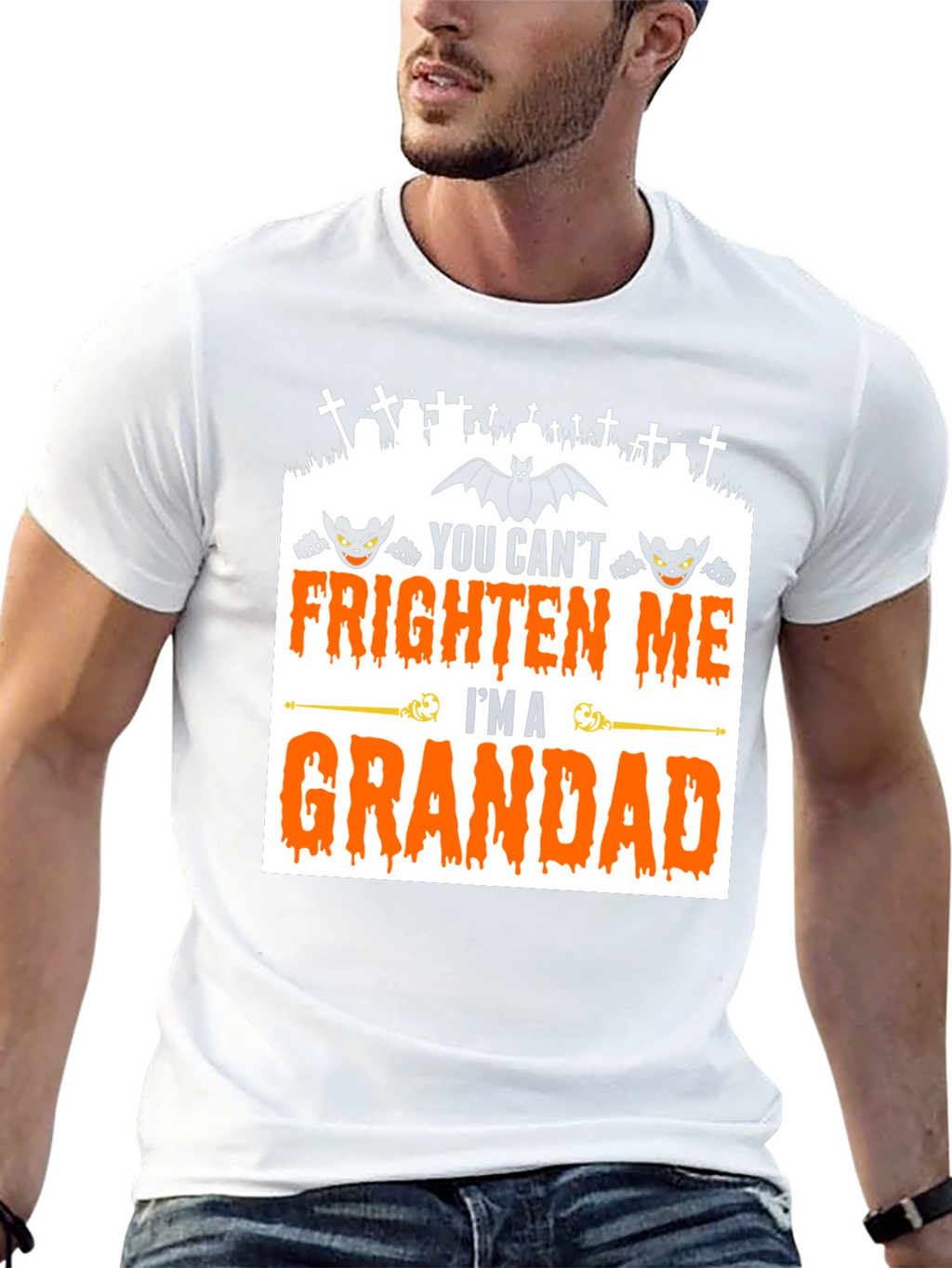 Grandad Halloween T-Shirt - You Cant Frighten Me!