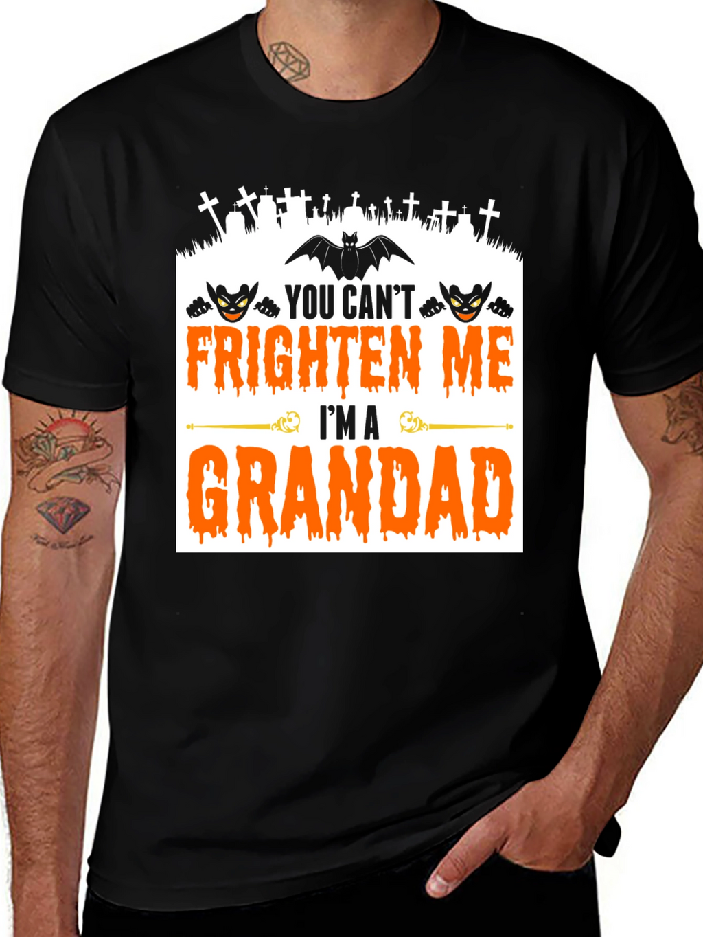 Grandad Halloween T-Shirt - You Cant Frighten Me!