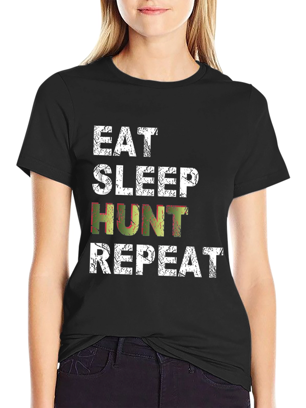 Eat Sleep Hunt Repeat Black T-Shirt