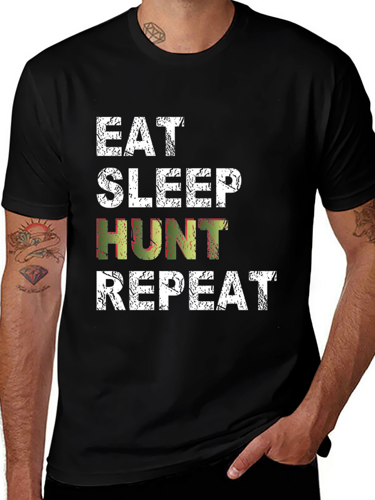 Eat Sleep Hunt Repeat Black T-Shirt