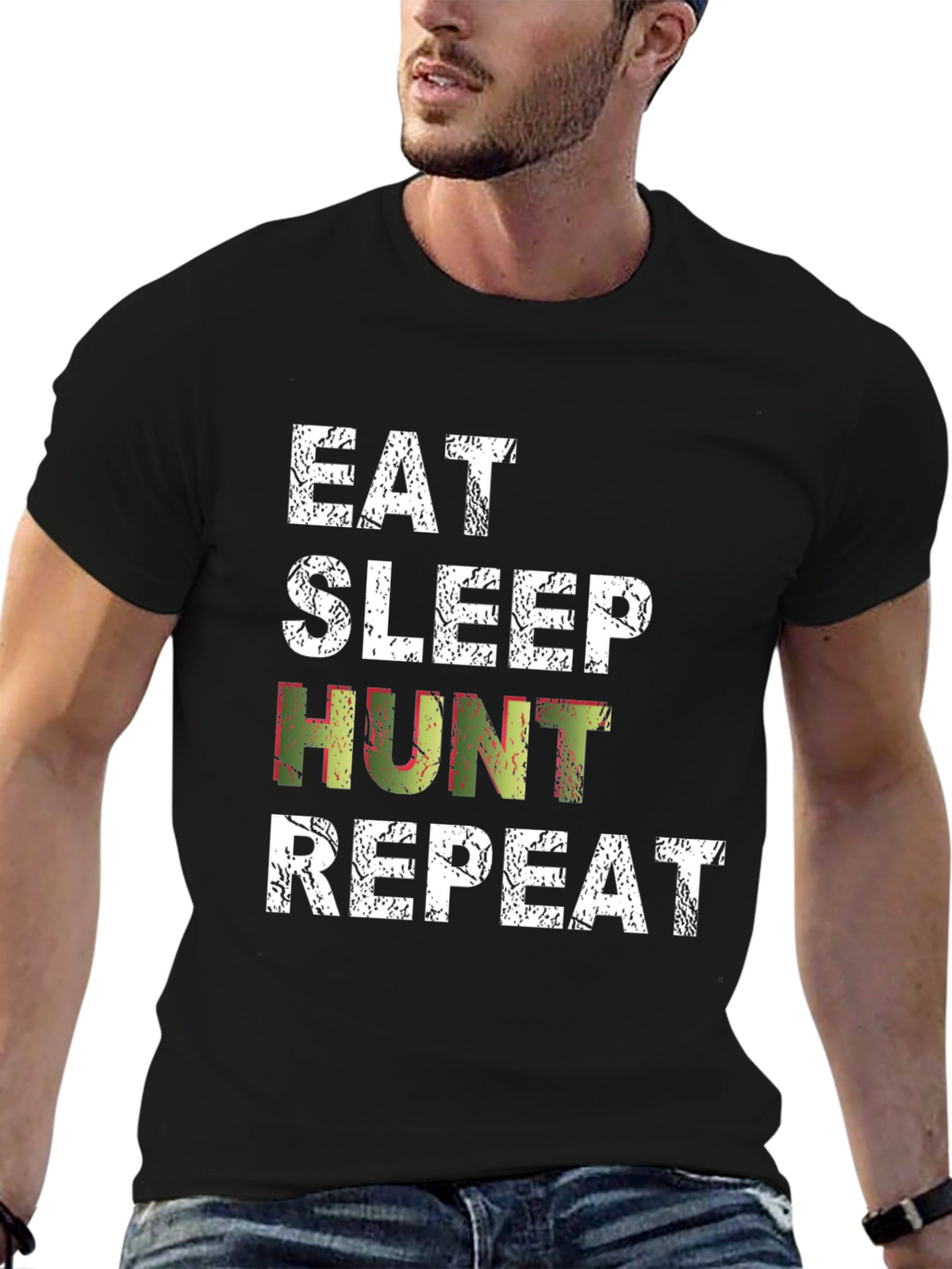 Eat Sleep Hunt Repeat Black T-Shirt