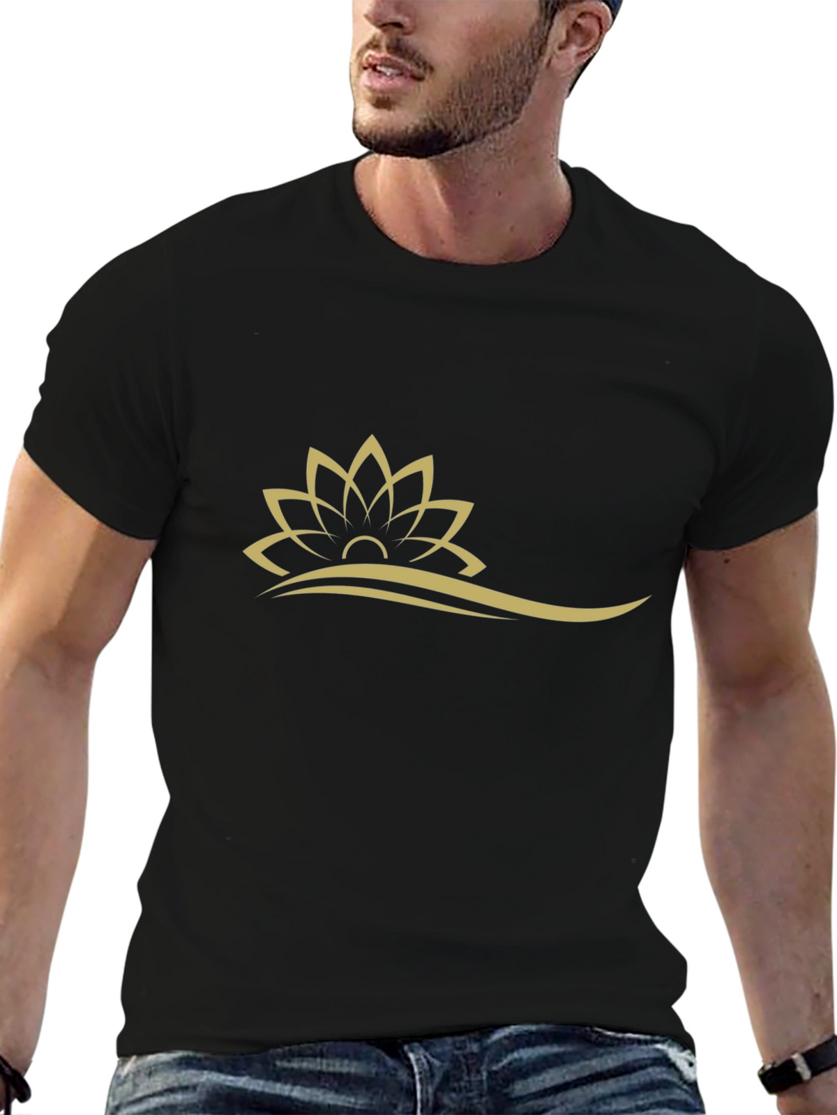 Lotus Flower Graphic Tee - Mens Black T-Shirt
