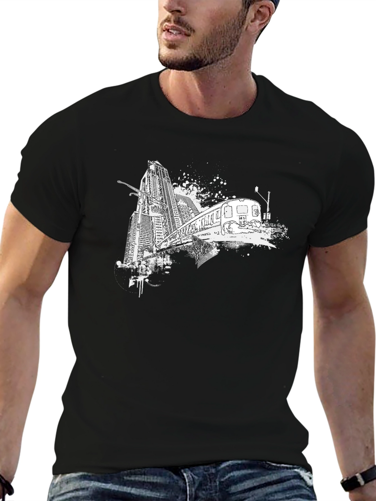 Urban Train Graphic Tee - Black