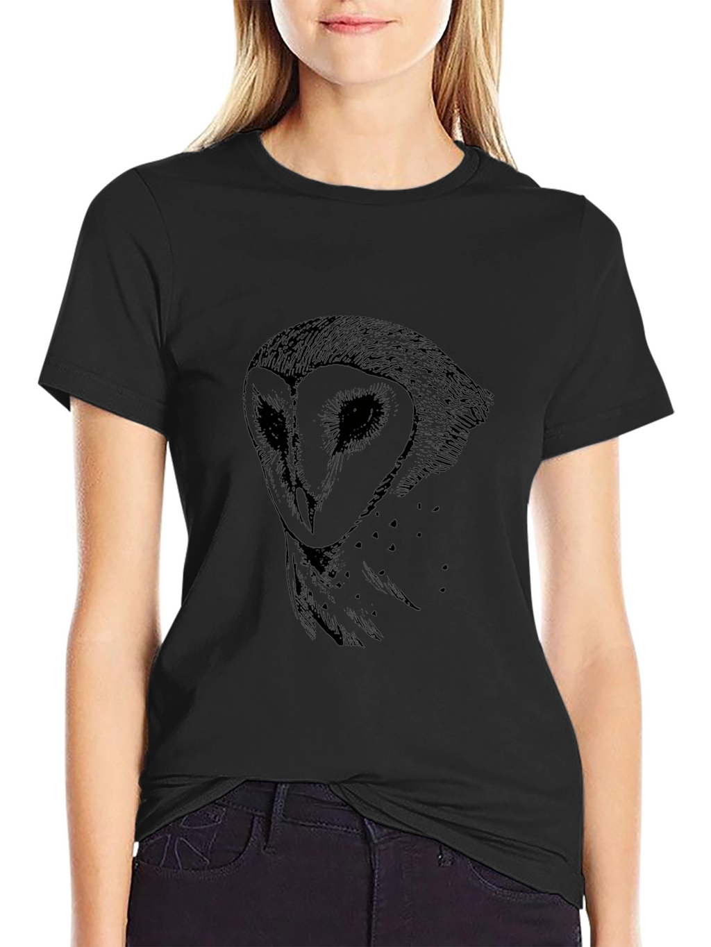 Mens Black Owl Graphic T-Shirt