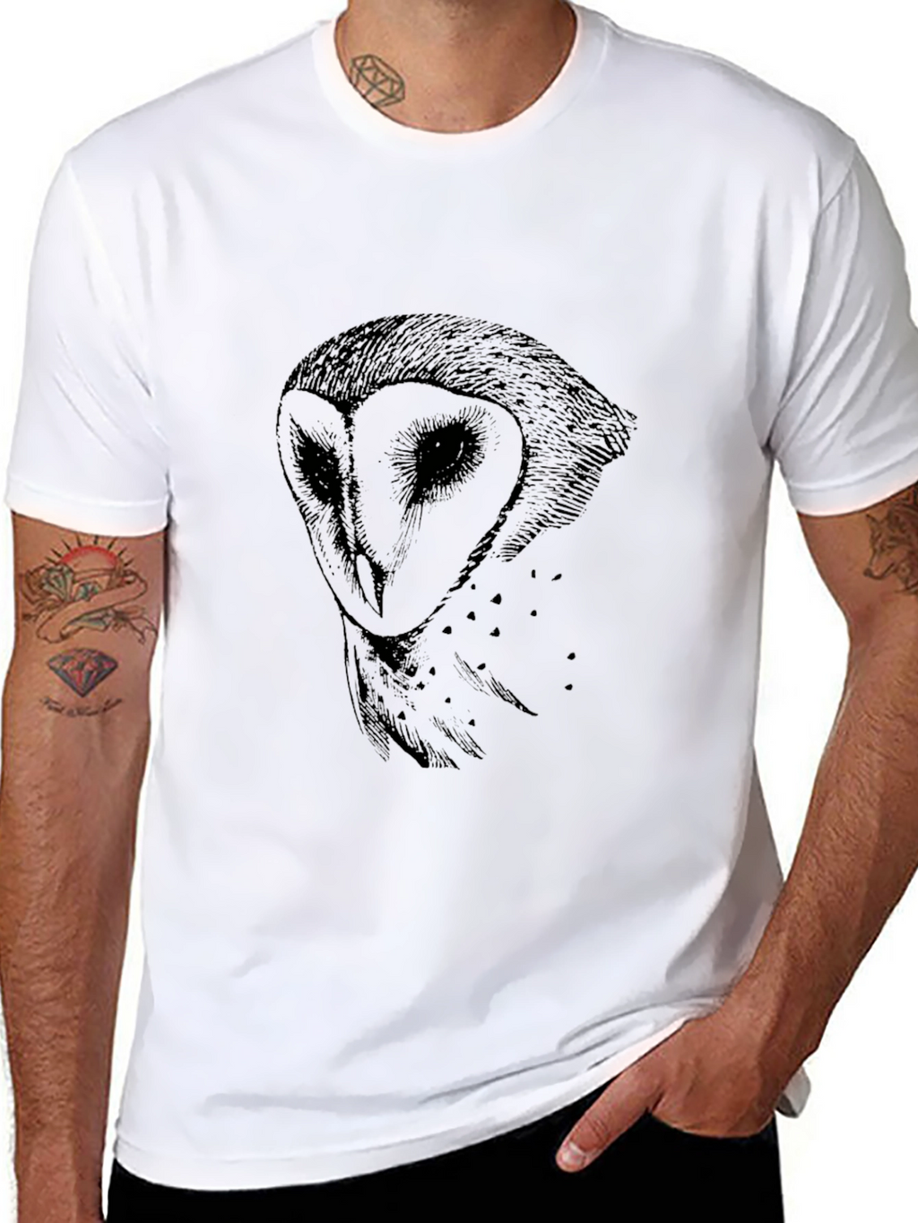 Mens Black Owl Graphic T-Shirt