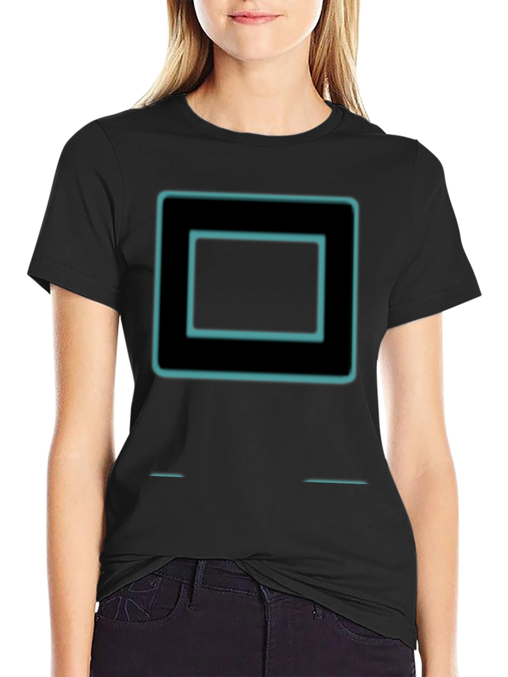 Retro Tech Square Graphic Tee - Black