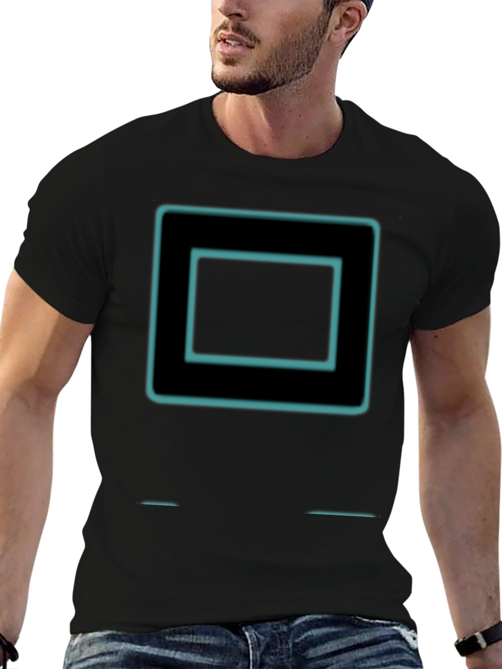 Retro Tech Square Graphic Tee - Black