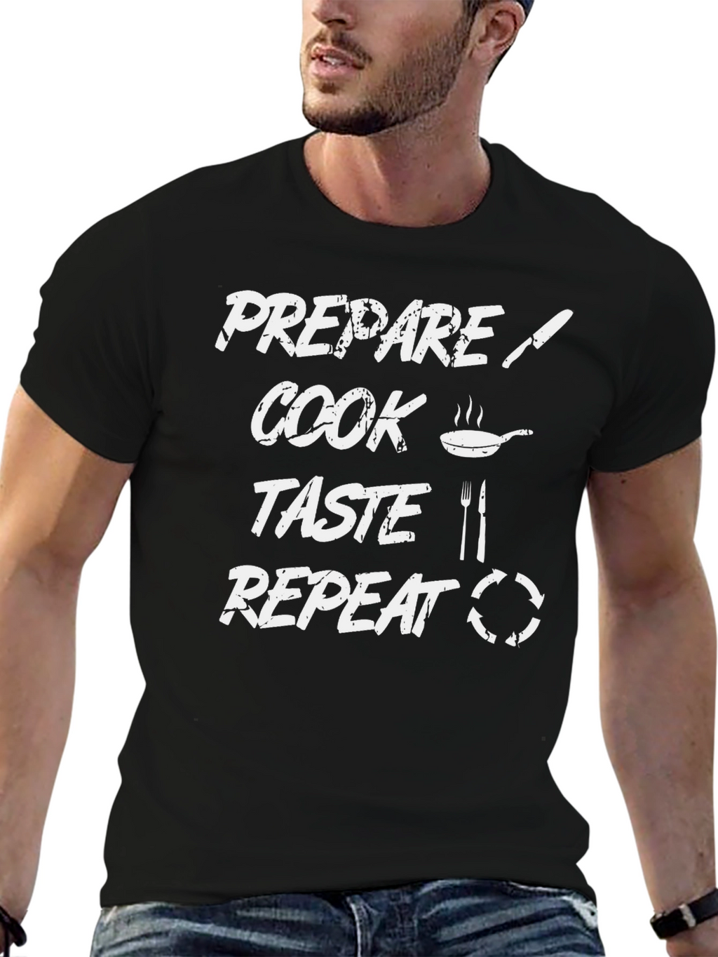 Prepare Cook Taste Repeat Chef Graphic Tee