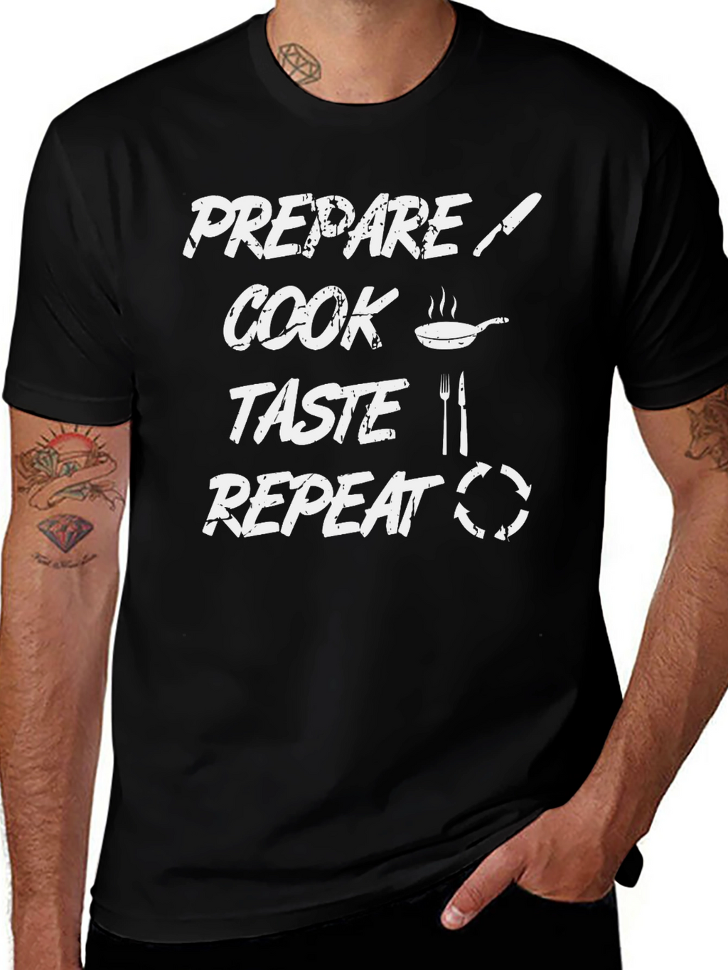 Prepare Cook Taste Repeat Chef Graphic Tee