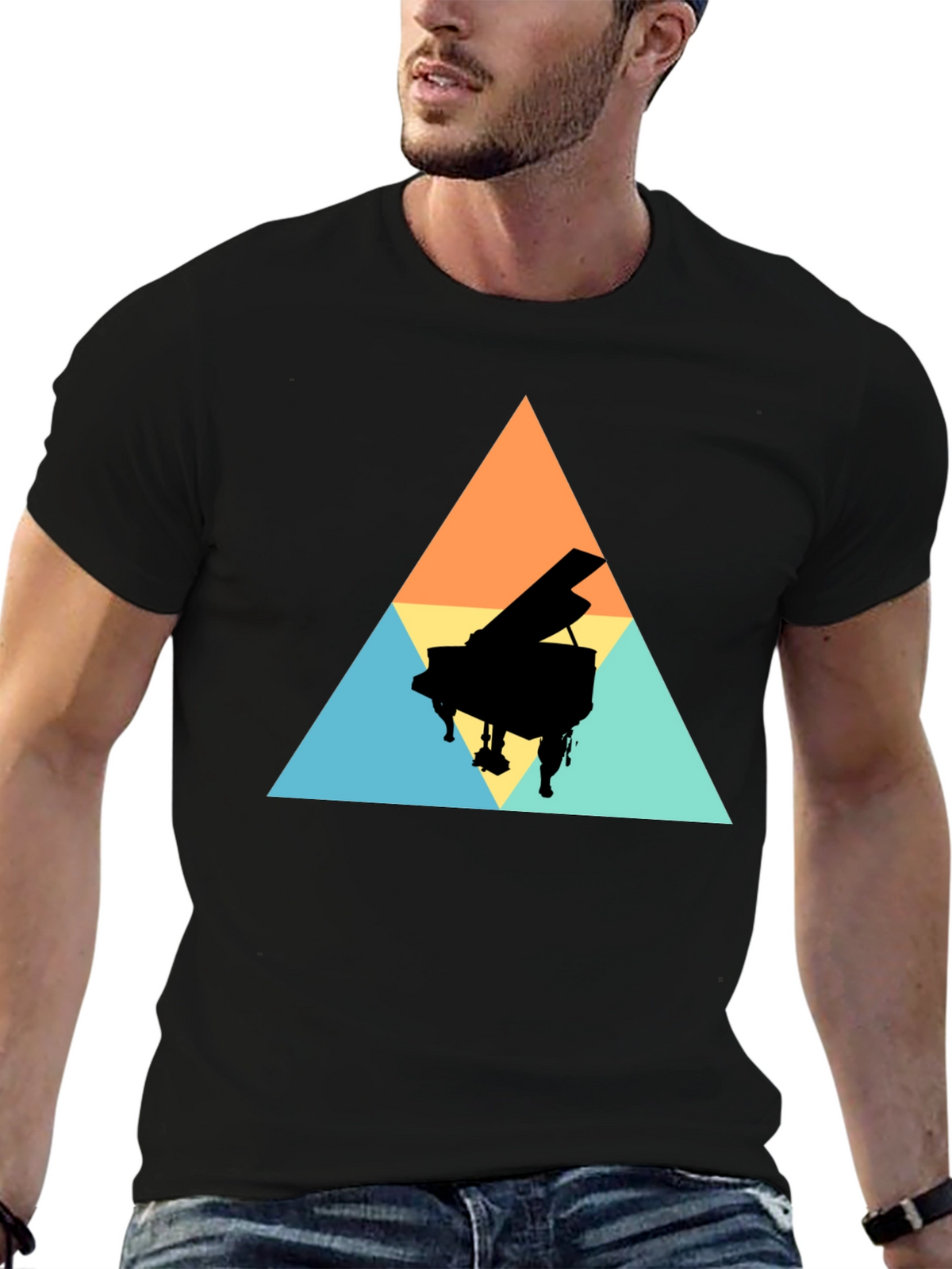 Geometric Piano T-Shirt - Stylish & Unique