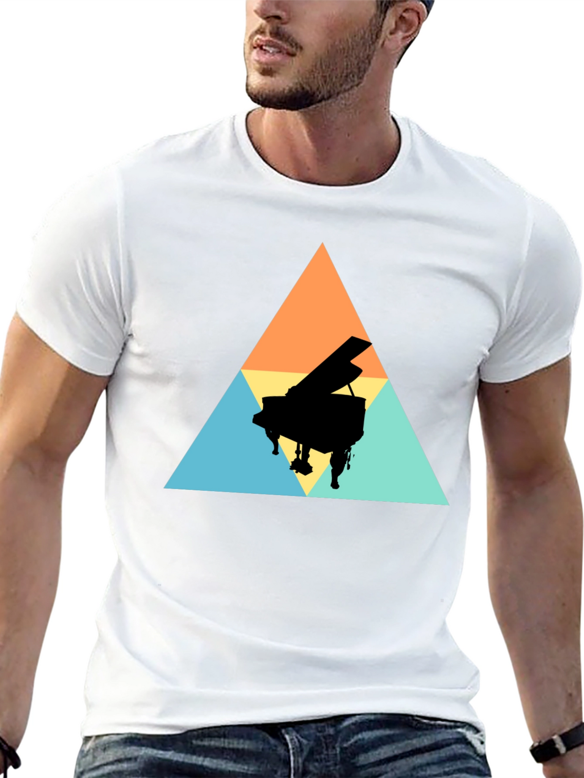 Geometric Piano T-Shirt - Stylish & Unique