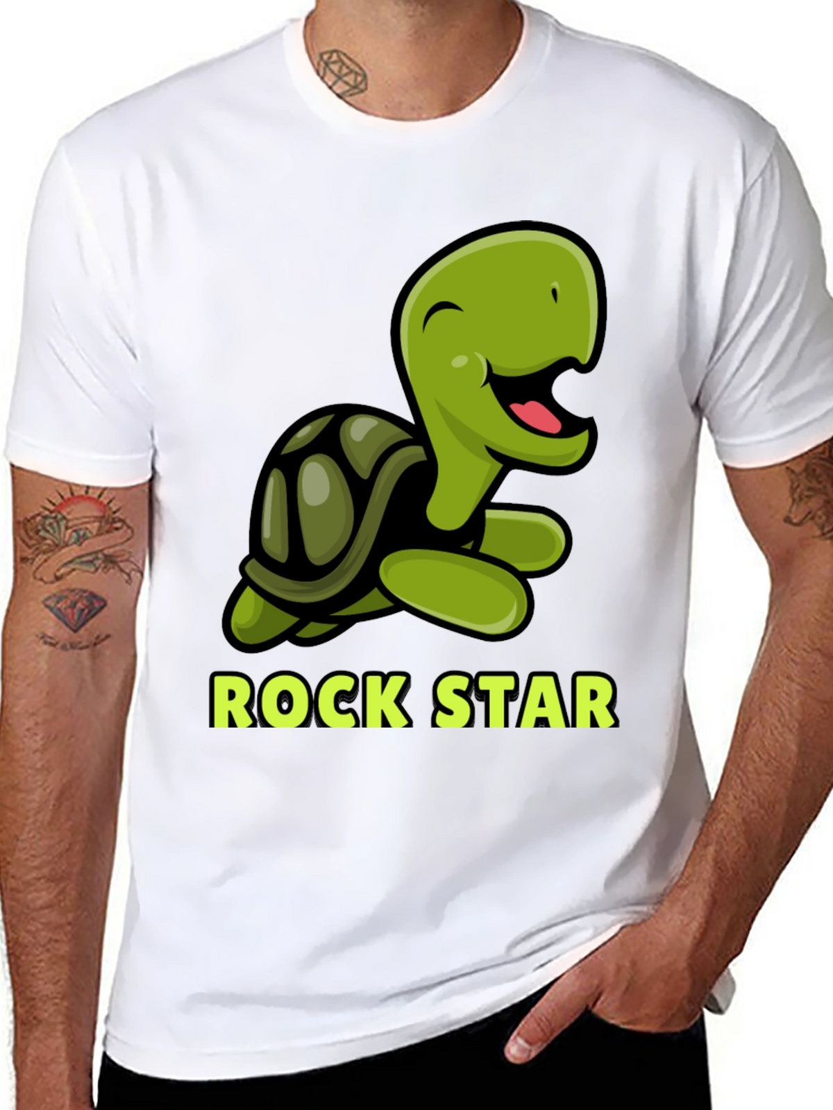 Rock Star Turtle Graphic T-Shirt