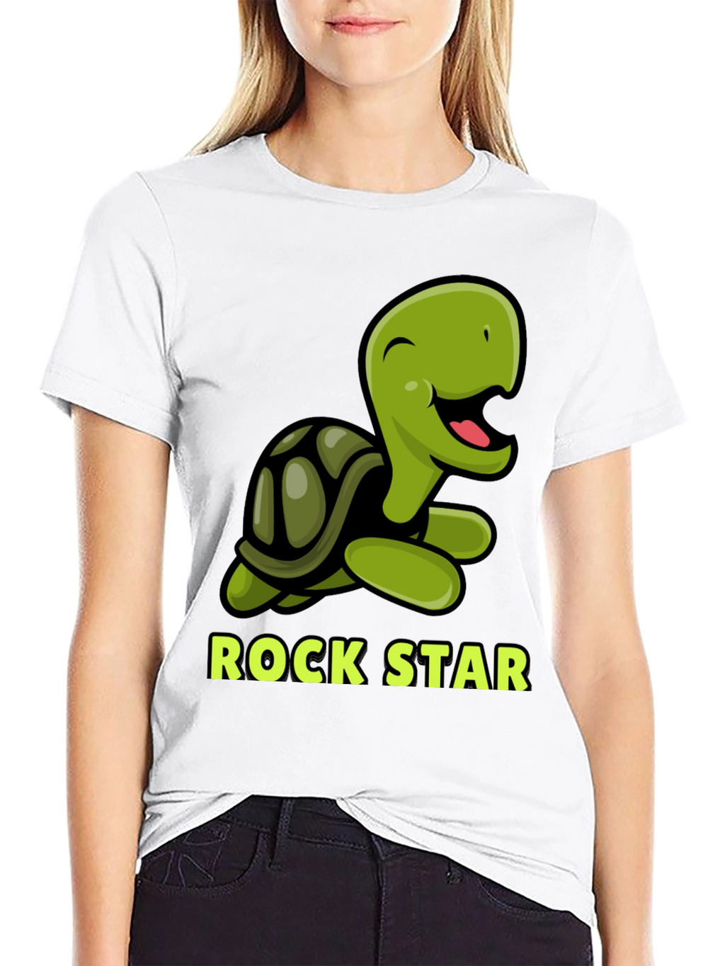 Rock Star Turtle Graphic T-Shirt