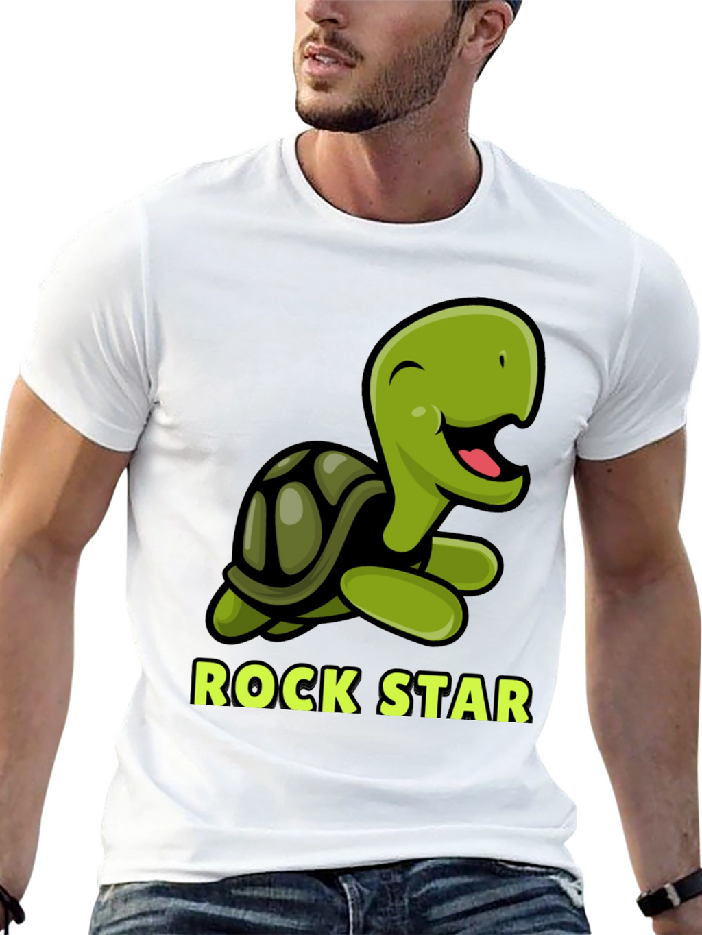 Rock Star Turtle Graphic T-Shirt