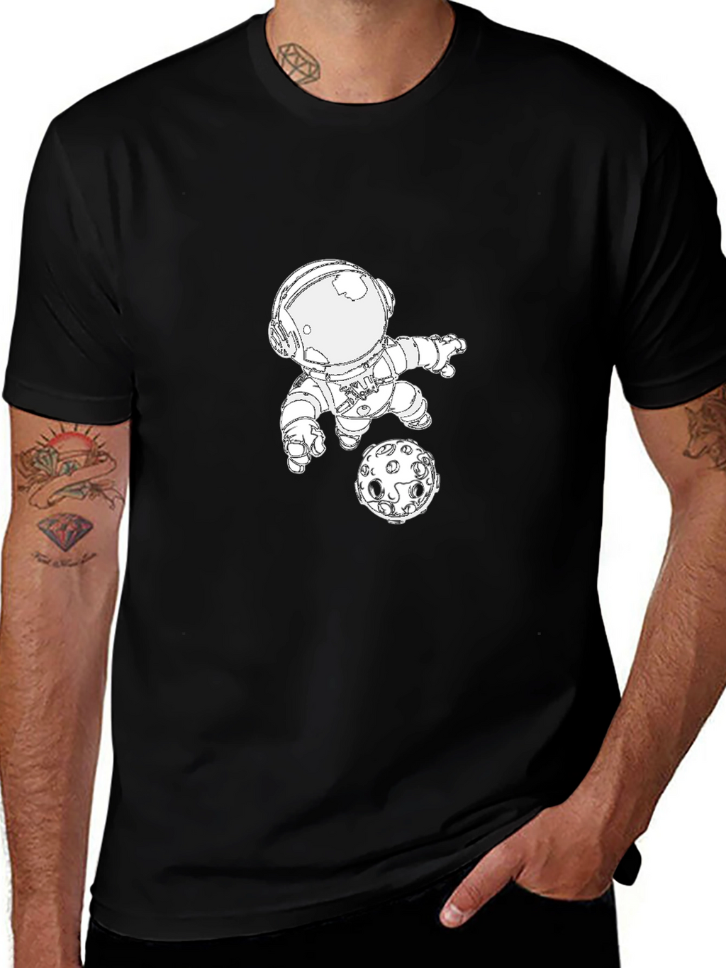 Astronaut & Moon Graphic T-Shirt - Space Adventure Tee