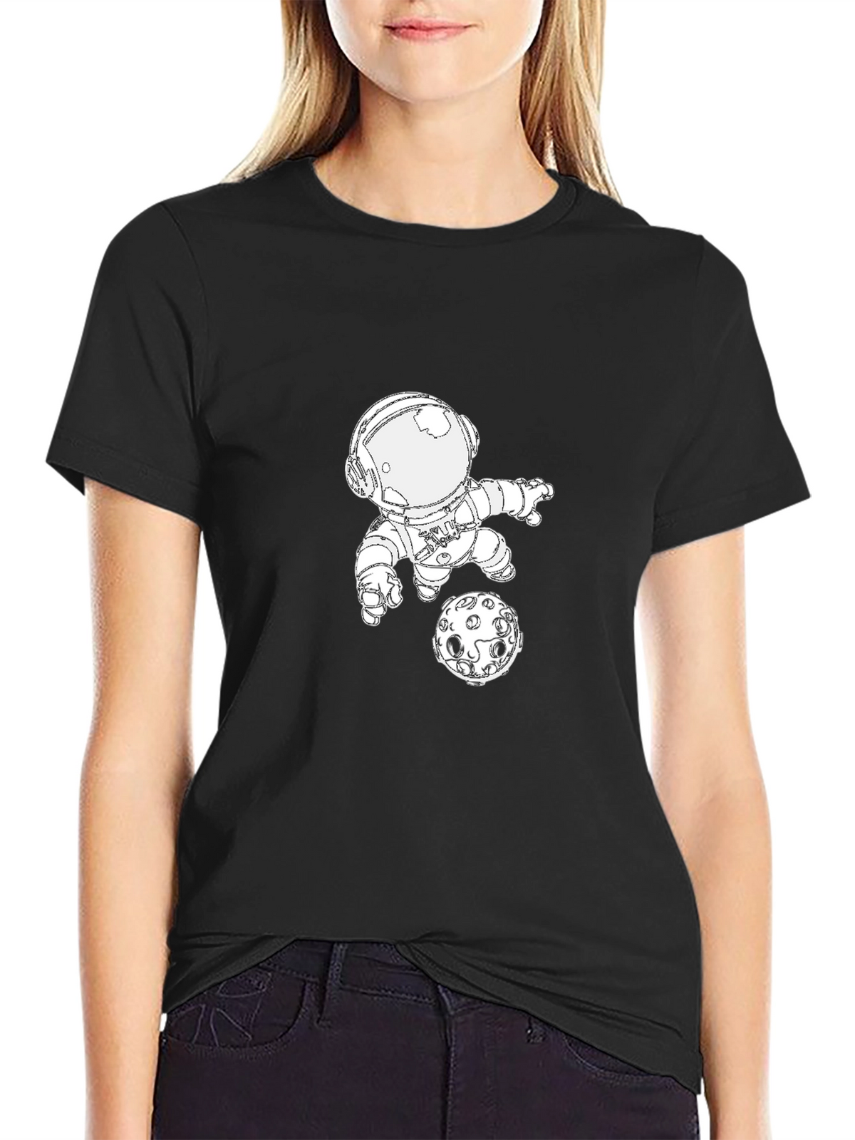 Astronaut & Moon Graphic T-Shirt - Space Adventure Tee
