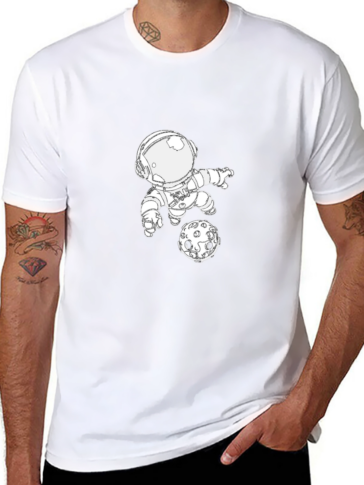 Astronaut & Moon Graphic T-Shirt - Space Adventure Tee