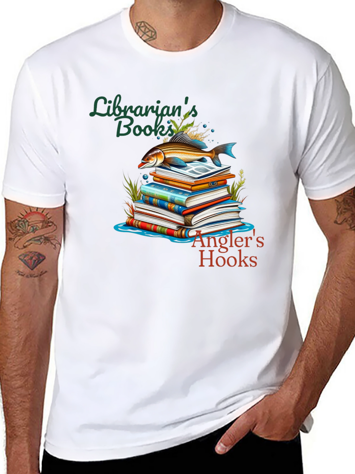 Librarians Books Anglers Hooks T-Shirt
