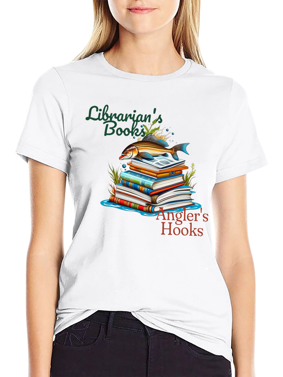 Librarians Books Anglers Hooks T-Shirt