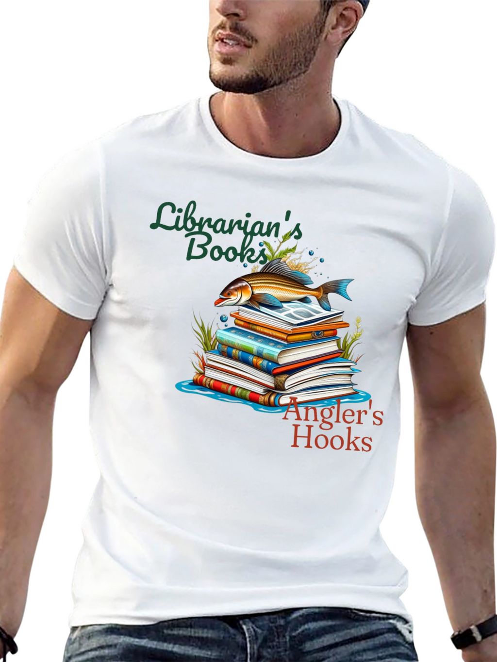 Librarians Books Anglers Hooks T-Shirt