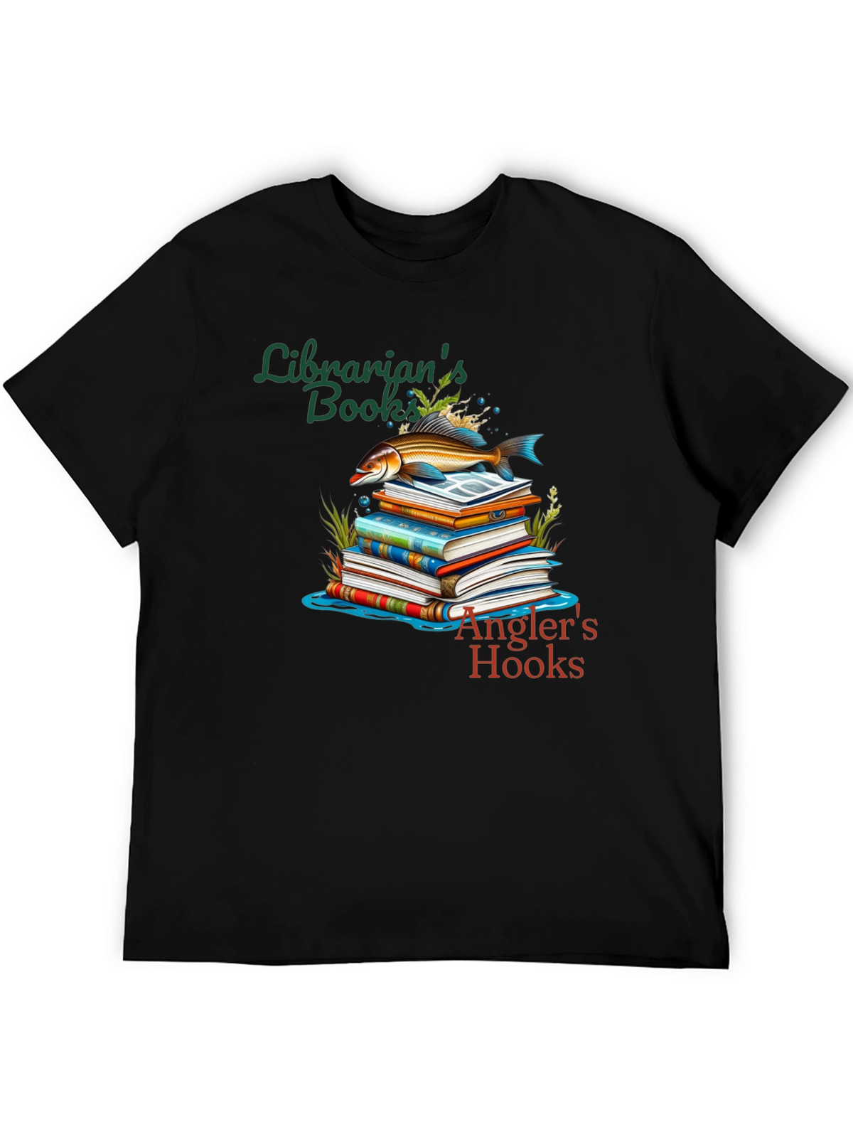 Librarians Books Anglers Hooks T-Shirt