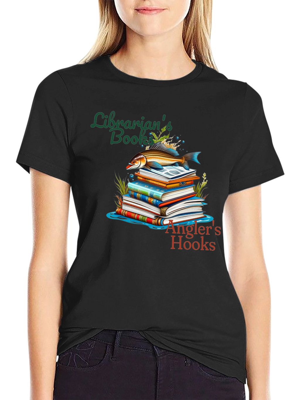 Librarians Books Anglers Hooks T-Shirt
