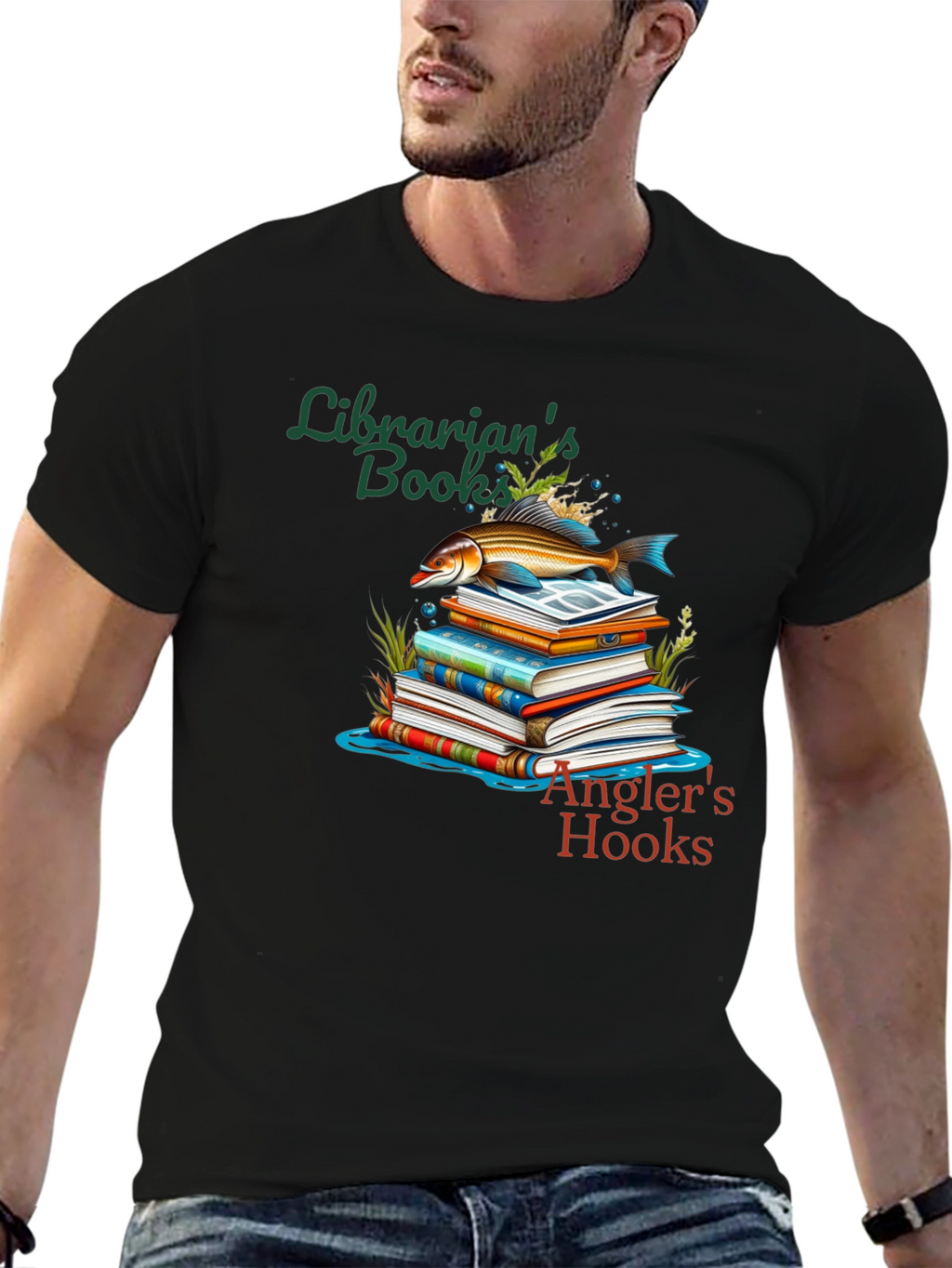 Librarians Books Anglers Hooks T-Shirt