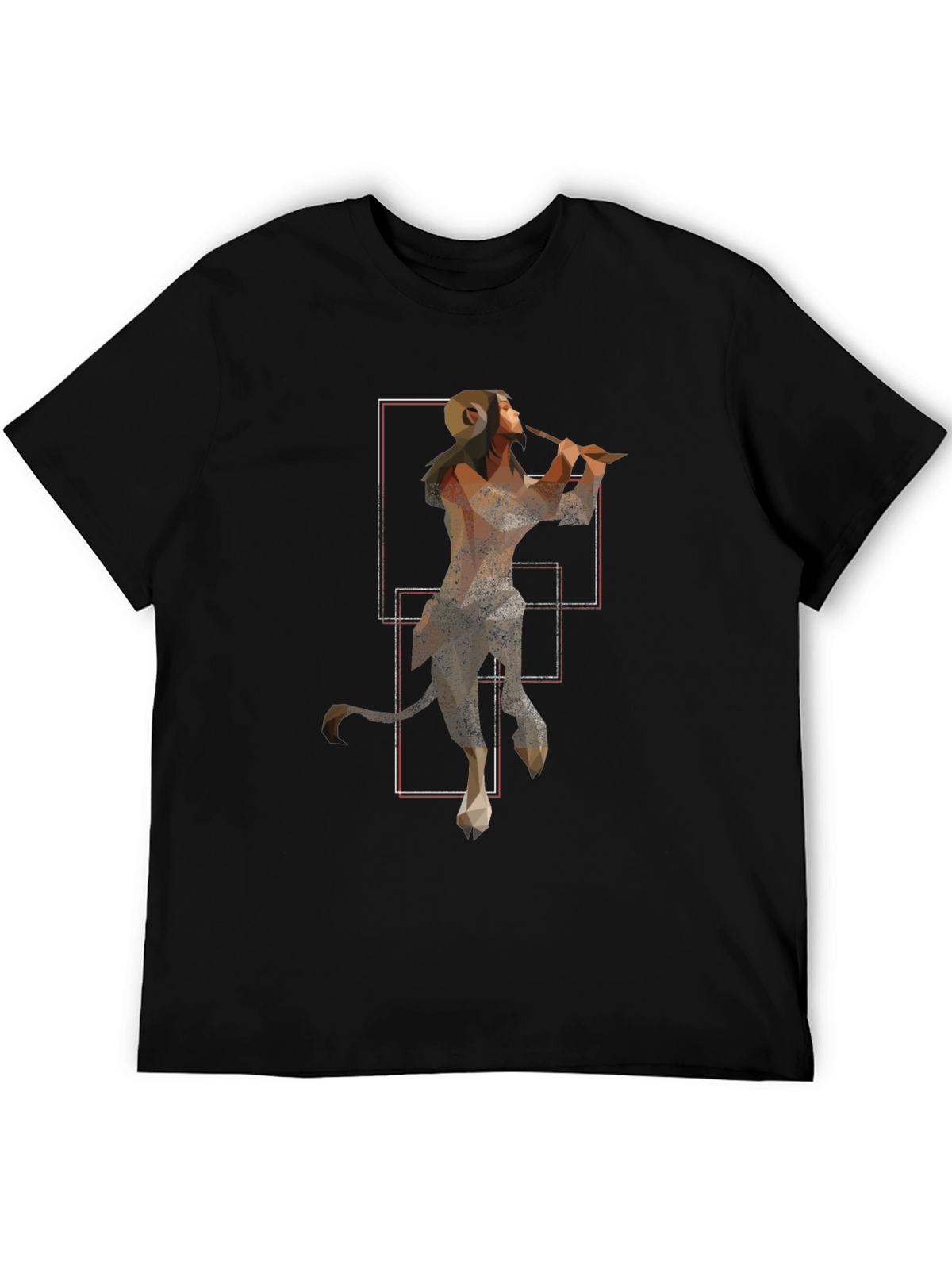 Geometric Faun Graphic Tee - Stylish Black T-Shirt