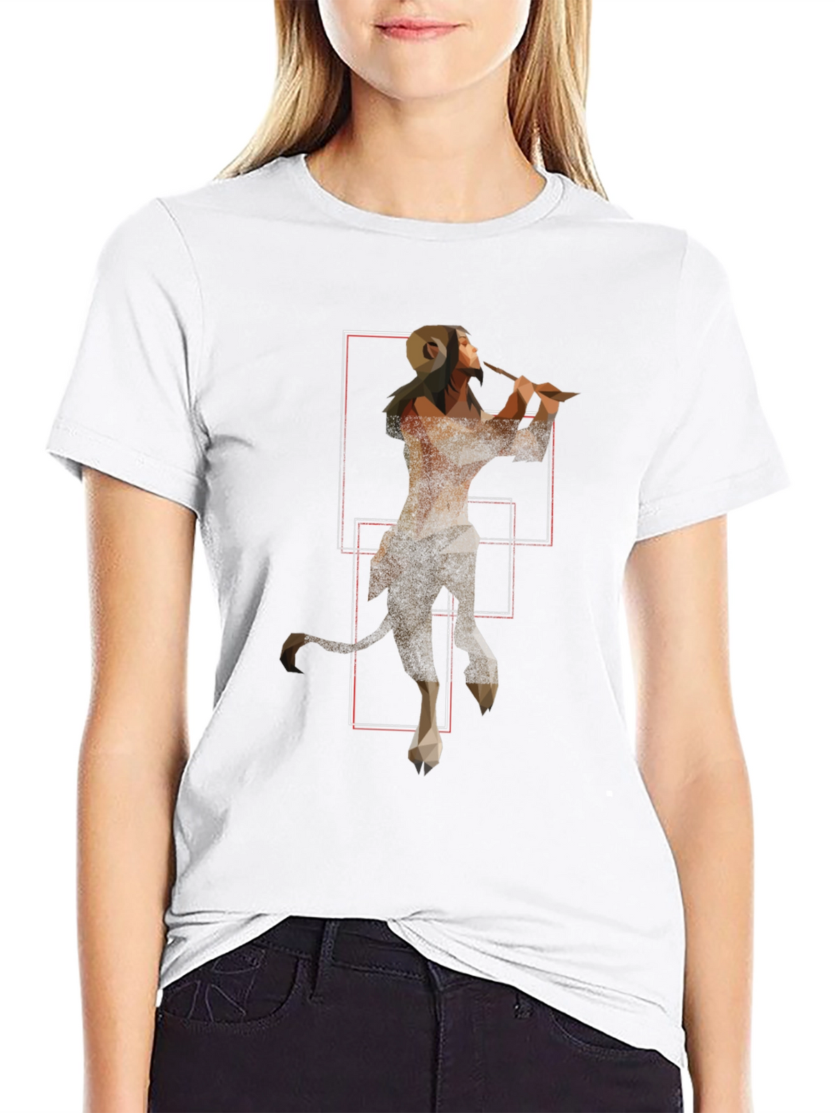 Geometric Faun Graphic Tee - Stylish Black T-Shirt