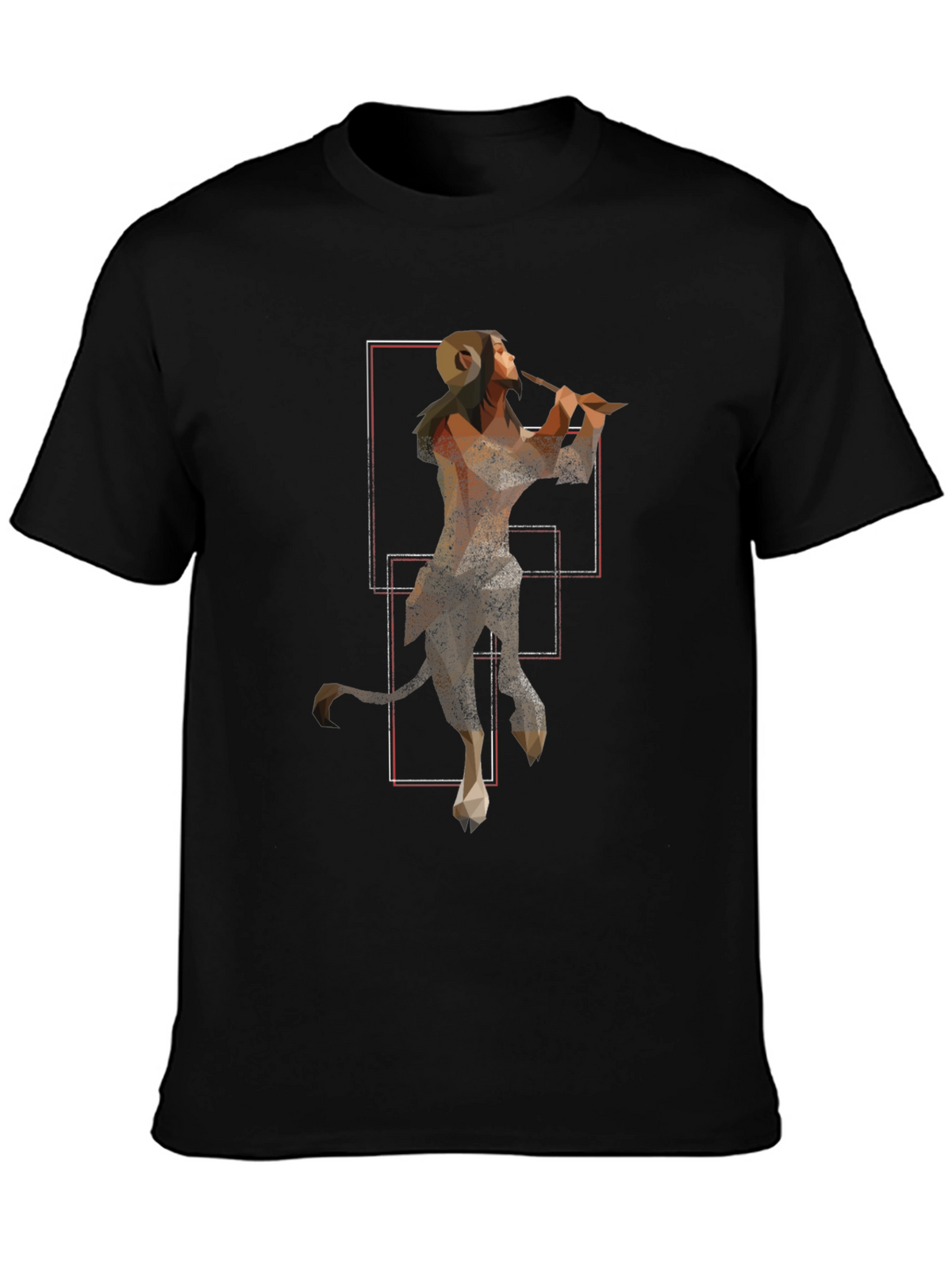 Geometric Faun Graphic Tee - Stylish Black T-Shirt