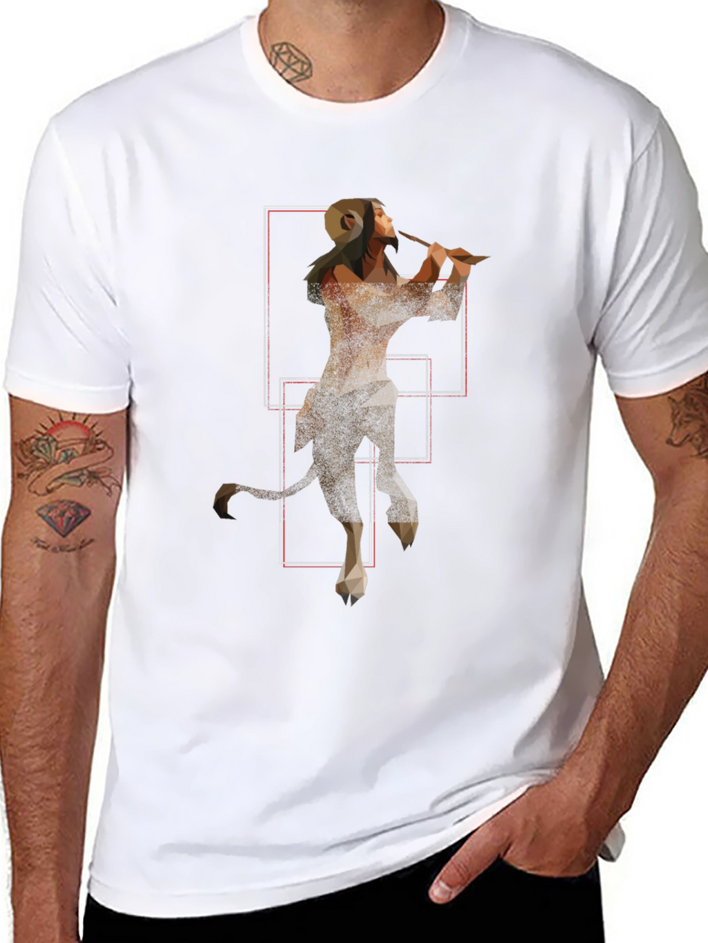 Geometric Faun Graphic Tee - Stylish Black T-Shirt