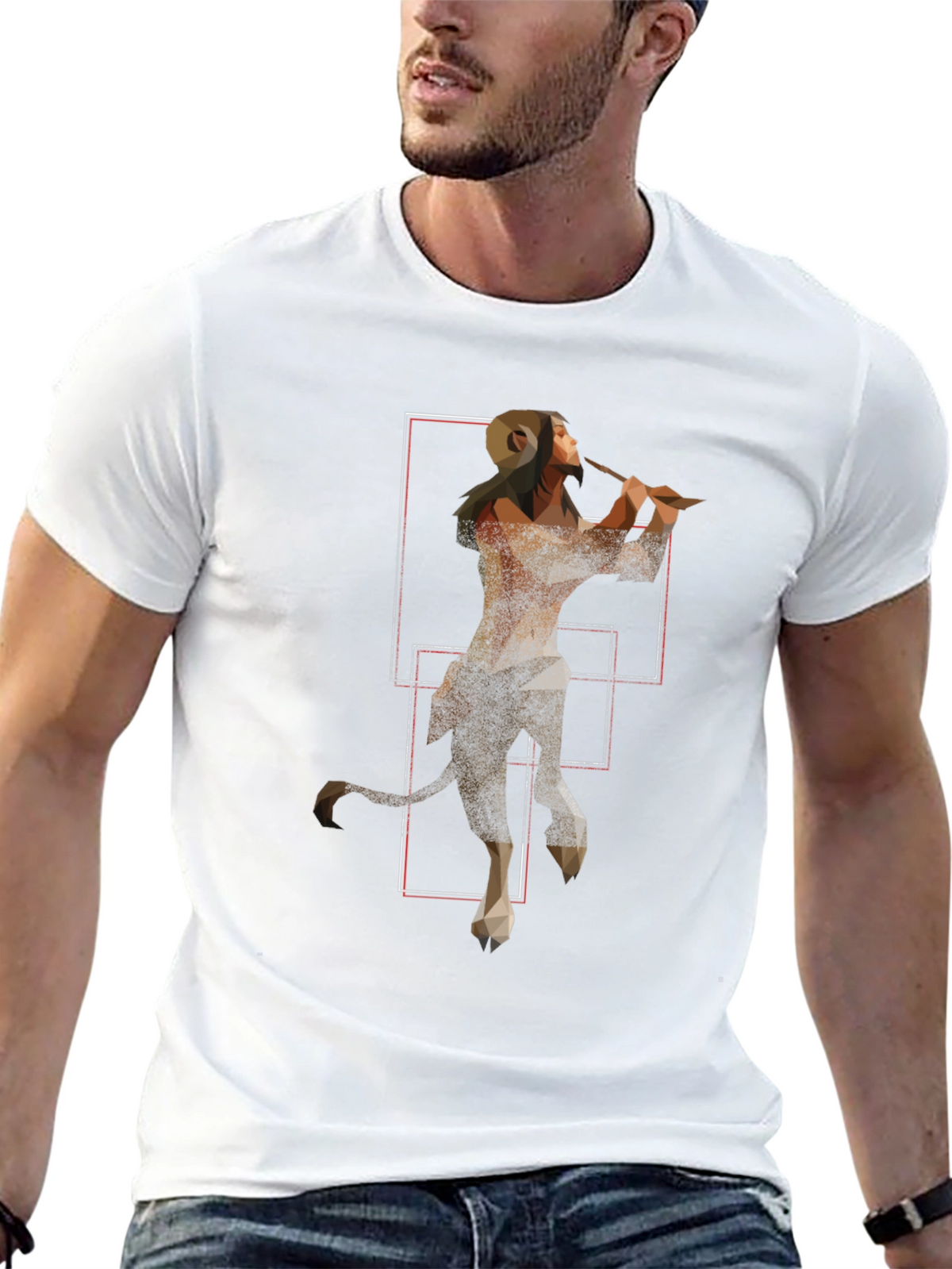 Geometric Faun Graphic Tee - Stylish Black T-Shirt