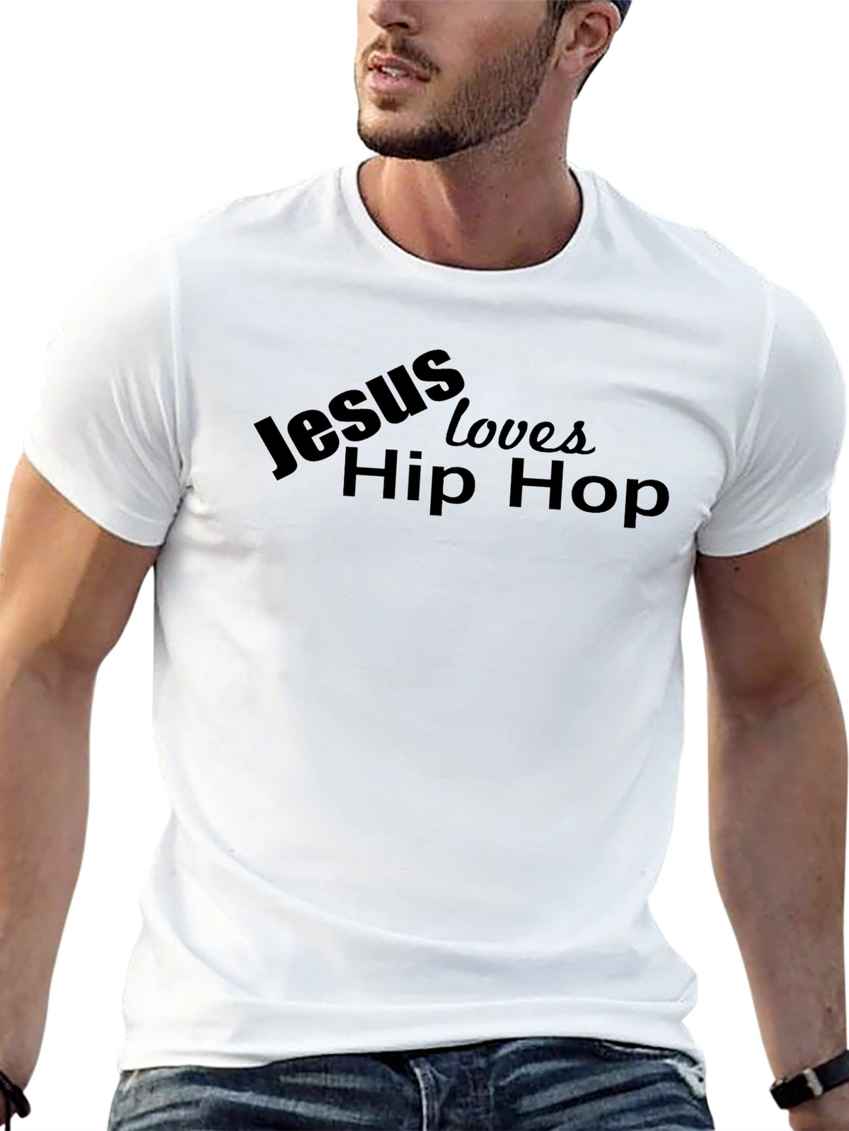 Jesus Loves Hip Hop Black Graphic T-Shirt