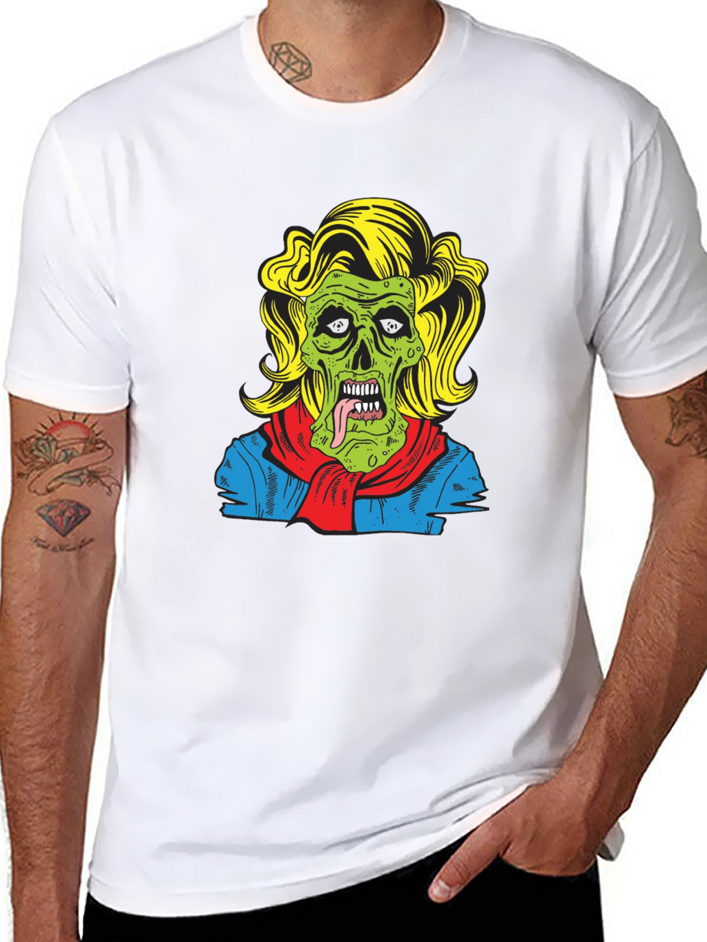Zombie Woman Graphic Tee - Black Cotton T-Shirt