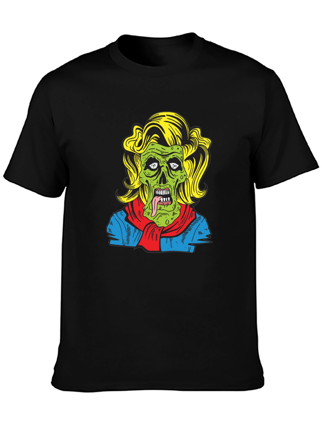 Zombie Woman Graphic Tee - Black Cotton T-Shirt