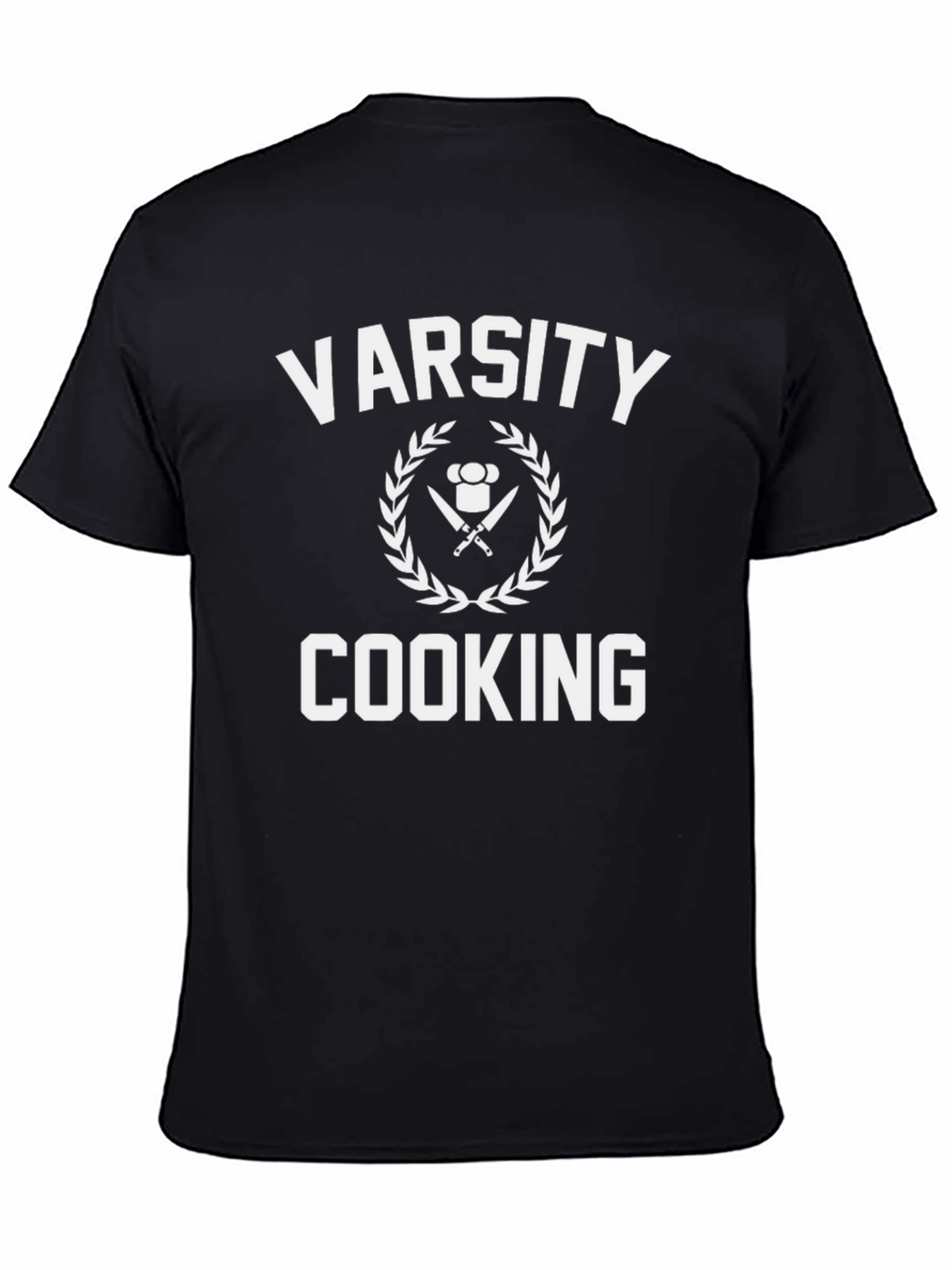 Varsity Cooking T-Shirt - Chefs Knife & Hat Design