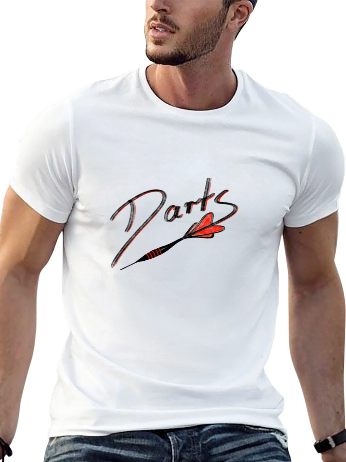 Darts Graphic Tee - Black Cotton Blend T-Shirt