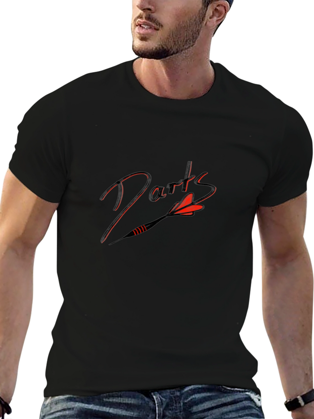 Darts Graphic Tee - Black Cotton Blend T-Shirt