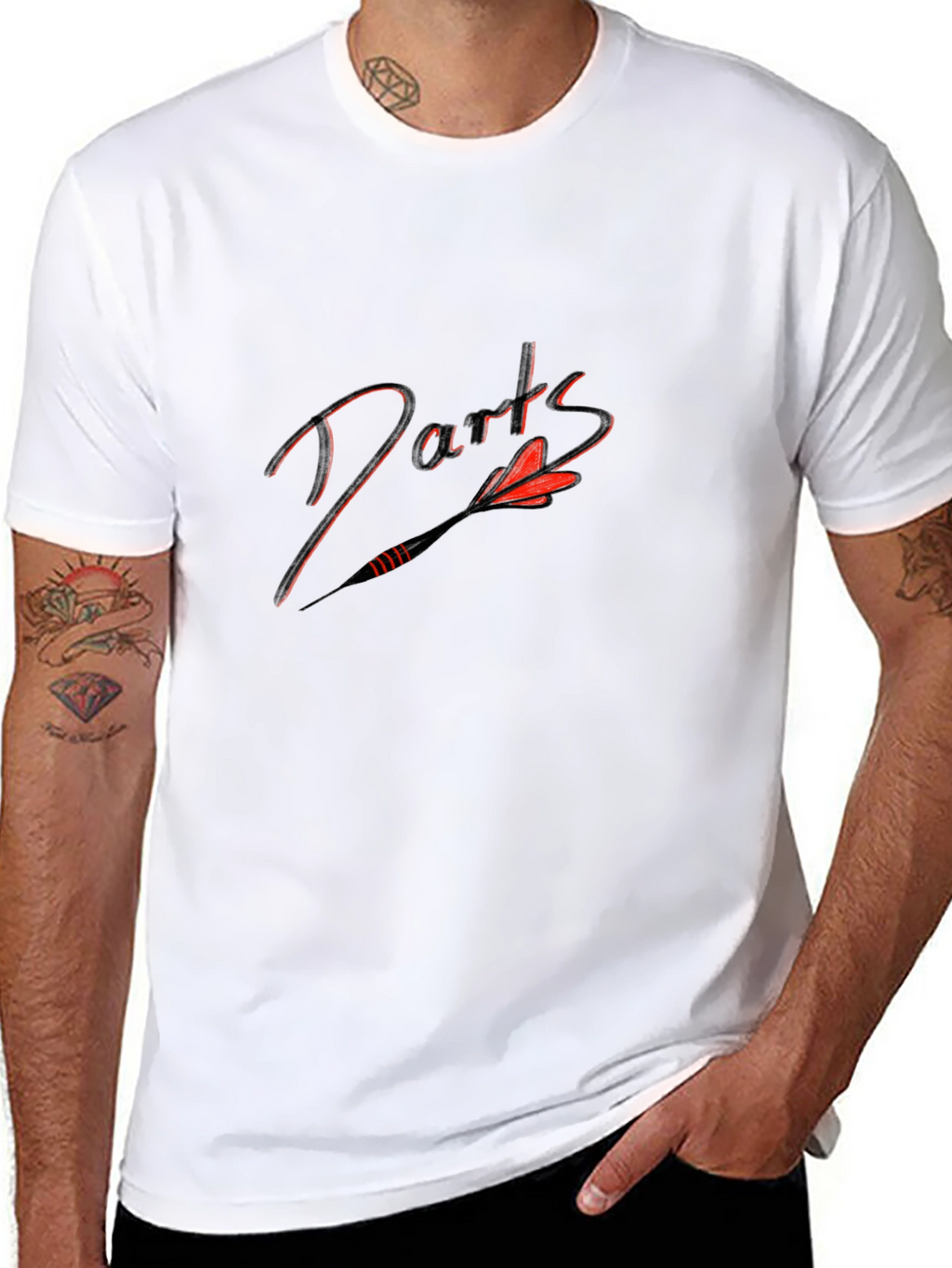 Darts Graphic Tee - Black Cotton Blend T-Shirt