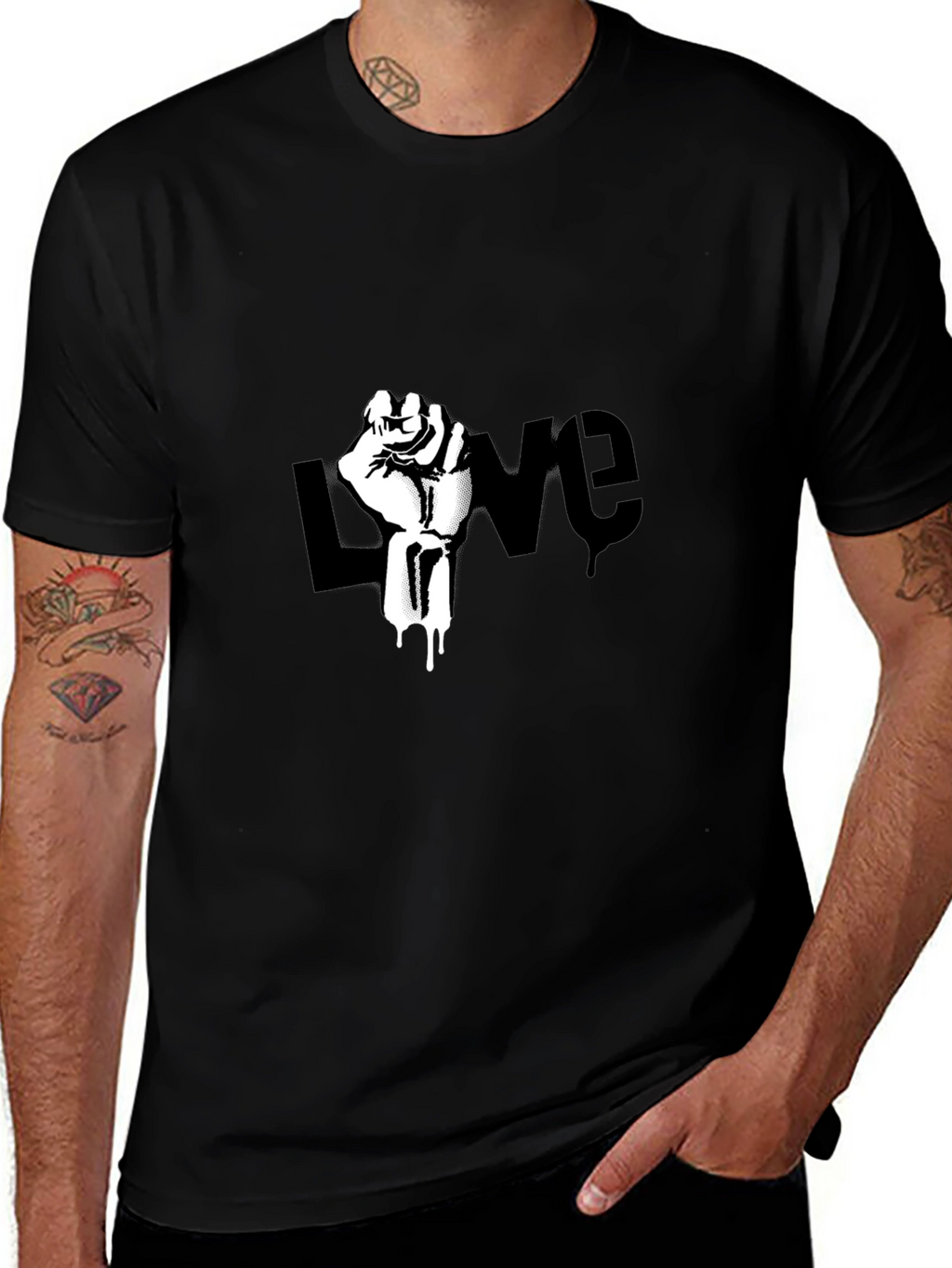 Love Fist T-Shirt - Black Graphic Tee