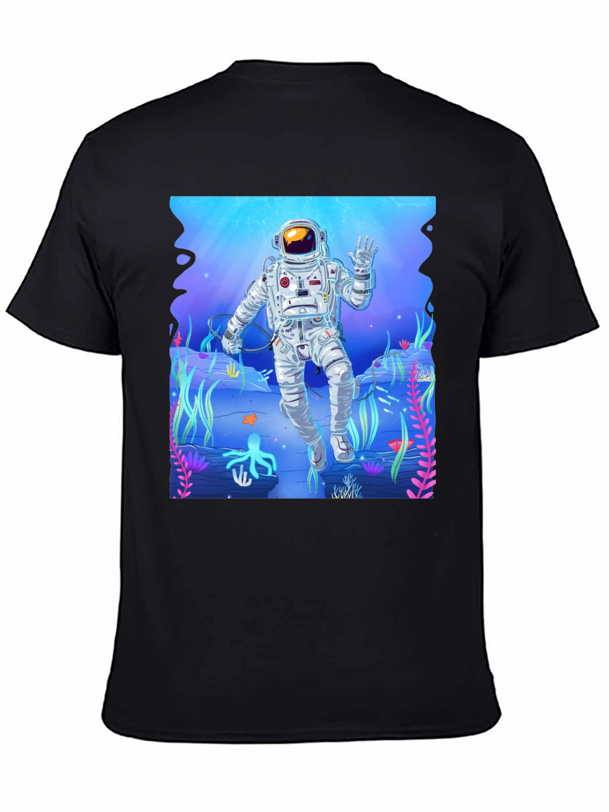 Astronaut Ocean Graphic Tee - Black Casual T-Shirt