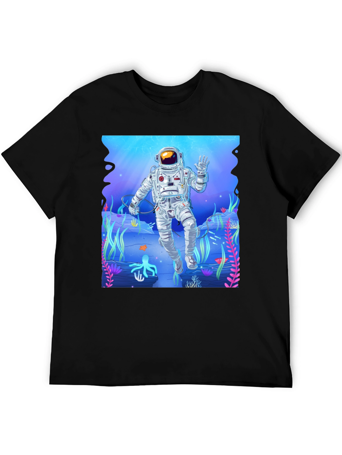 Astronaut Ocean Graphic Tee - Black Casual T-Shirt