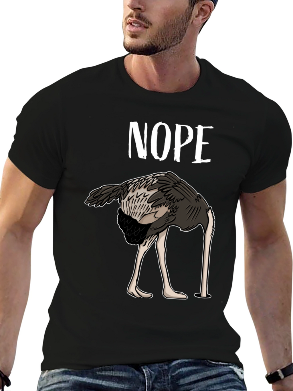 Nope Ostrich T-Shirt Funny Bird Humor Tee