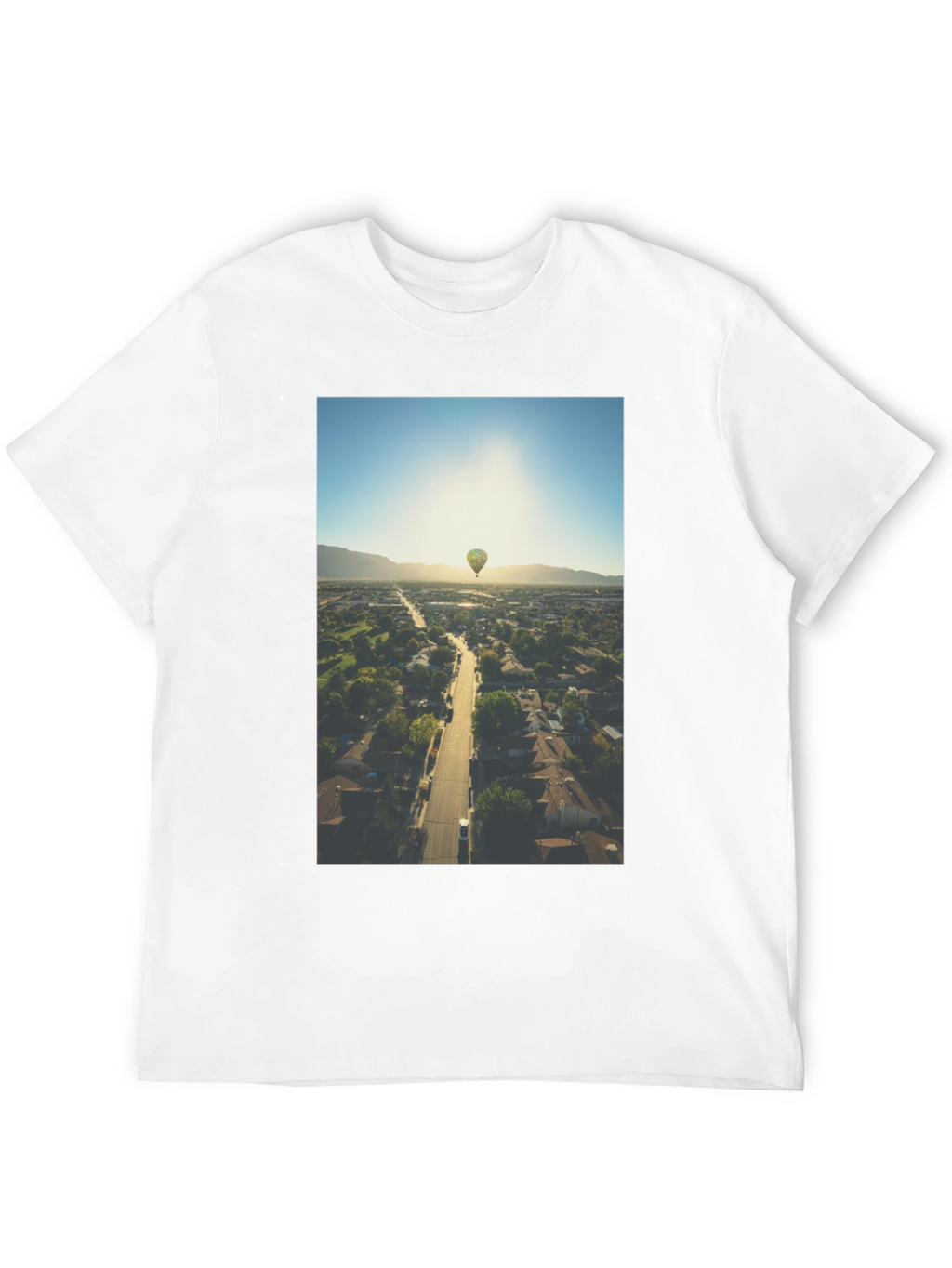Hot Air Balloon Graphic Tee - Aerial View T-Shirt