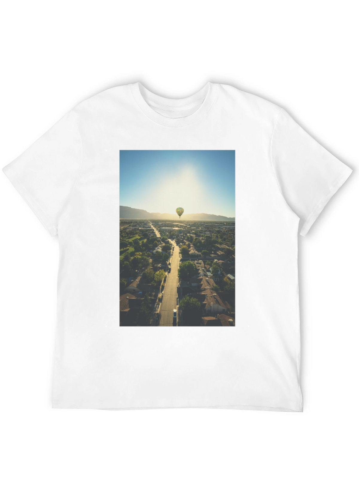 Hot Air Balloon Graphic Tee - Aerial View T-Shirt