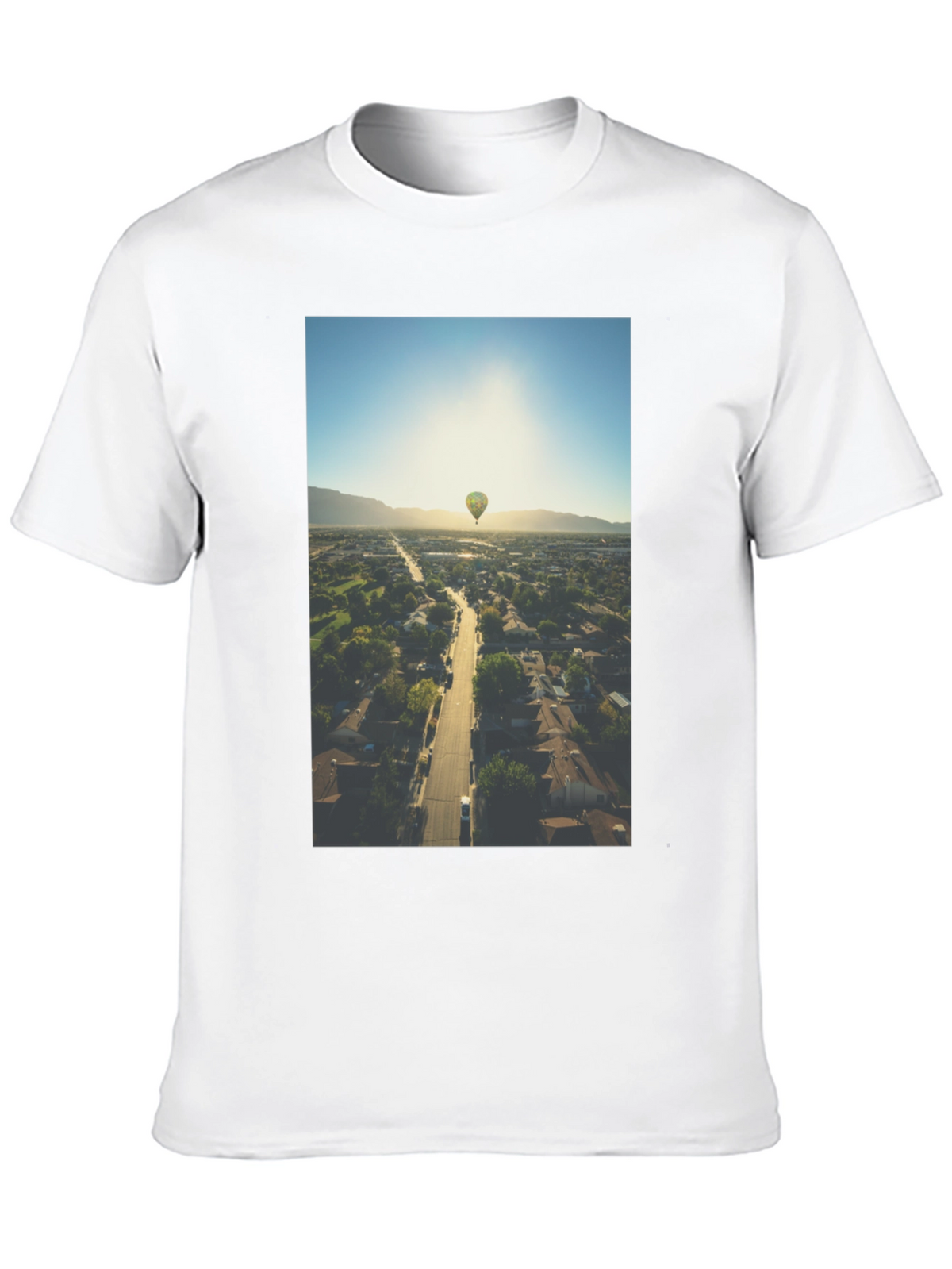 Hot Air Balloon Graphic Tee - Aerial View T-Shirt