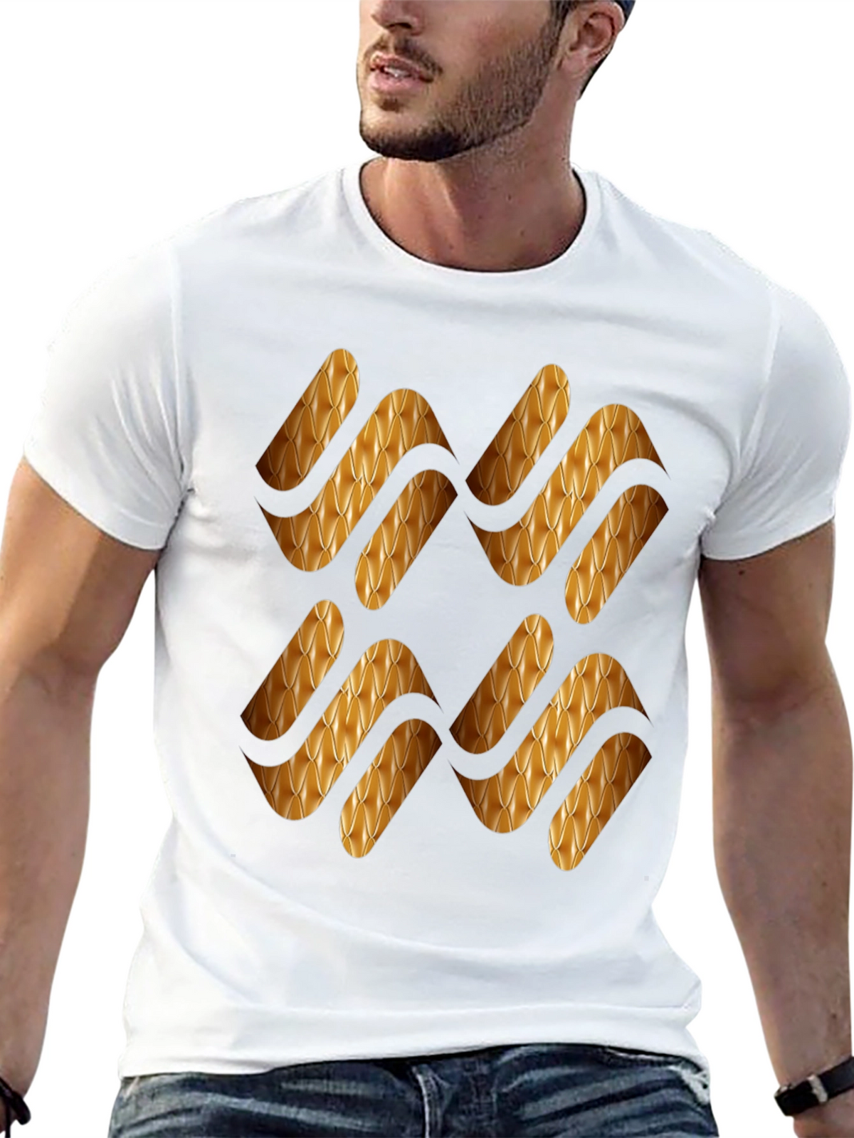 Stylish Black T-Shirt with Gold Pattern