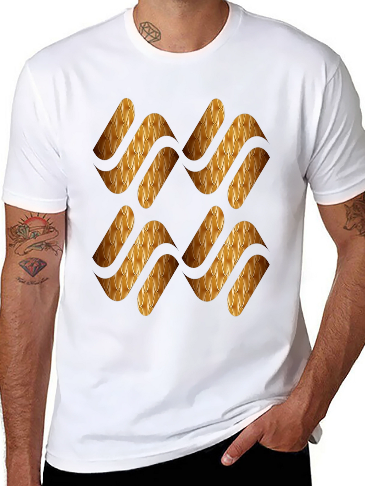 Stylish Black T-Shirt with Gold Pattern