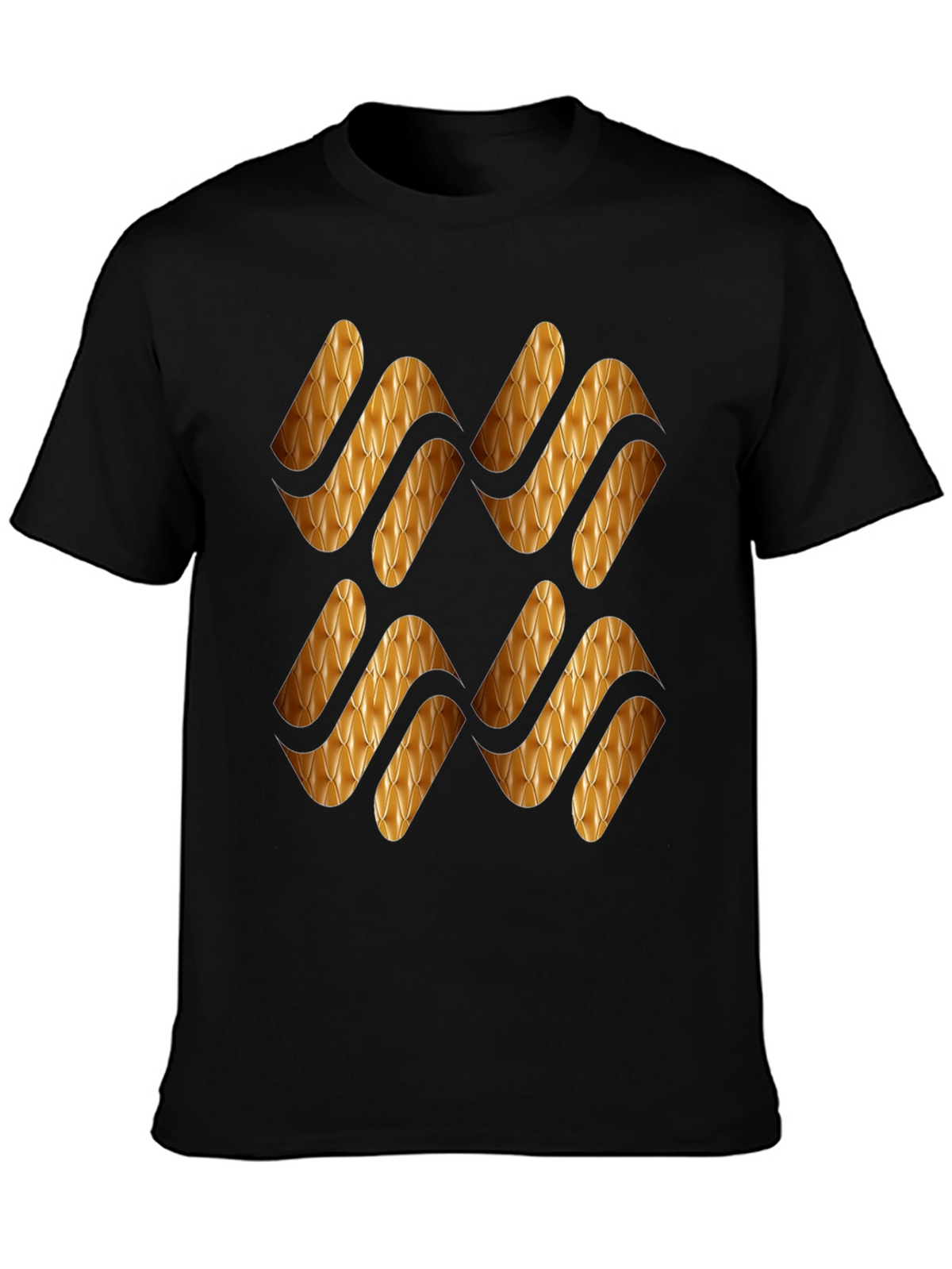 Stylish Black T-Shirt with Gold Pattern
